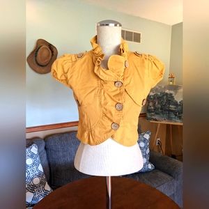 579 crop top button up shirt mustard yellow